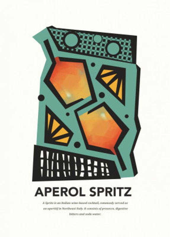 Aperol Spritz Cocktail abstract art