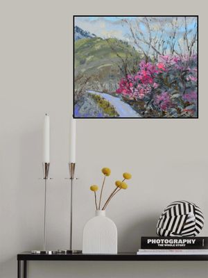 Azaleas Blooming On the Mountain Oil On Canvas