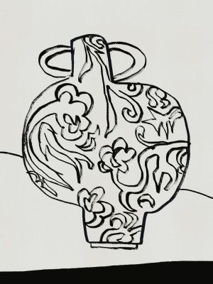 Black and White Floral Vase