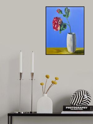 High-Contrast Peony Painting – Vibrant Floral Art in White Vase for Home, Office or Gift Interior - Flowers 004
