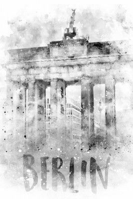 Monochrome Art BERLIN Brandenburg Gate | Watercolor