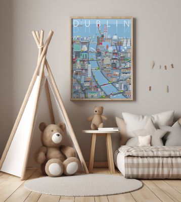 Illustrated View of Dublin City, Ireland by Artist Carla Daly