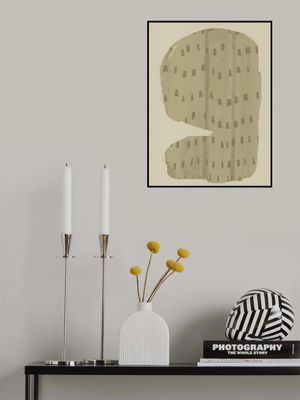 Organic Patterned Shapes in grey green on beige.