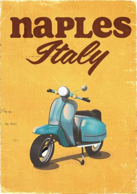 Naples Italy Vintage Travel Poster