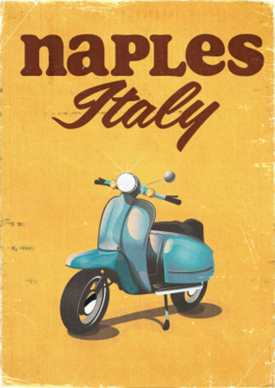 Naples Italy Vintage Travel Poster