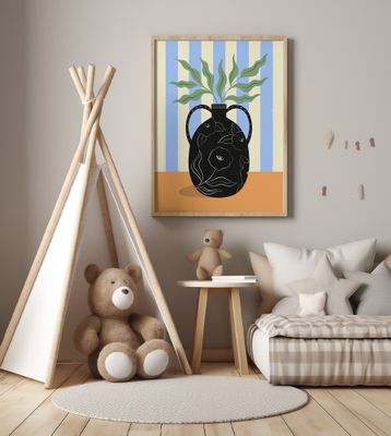 Leaves in Patterned Vase