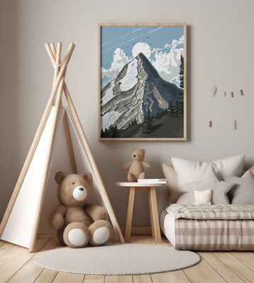 Switzerland Ski Capped Mountain