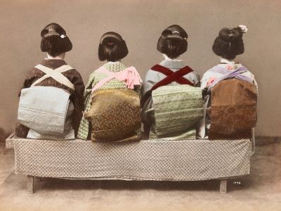 Showing Back Style (19th 20th Century) Japanese Woman Sitting