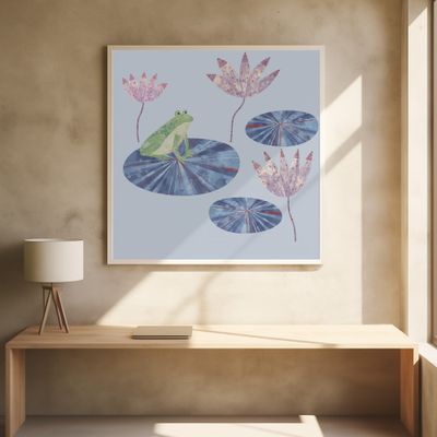 Frog On A Lily Pad Blue