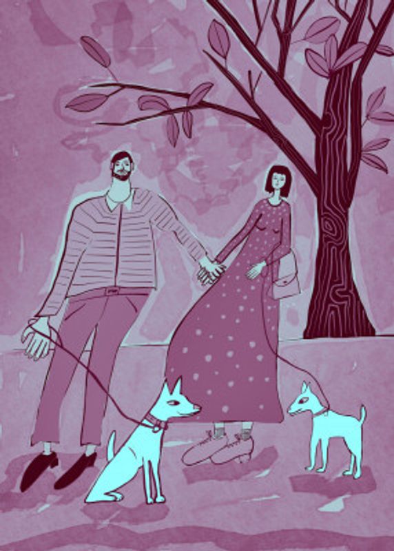 Walking the dogs pink