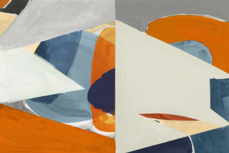 Orange, Blue Grey Abstract Art Print