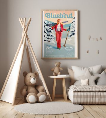 The Bluebird Daily Pinup Ski Art