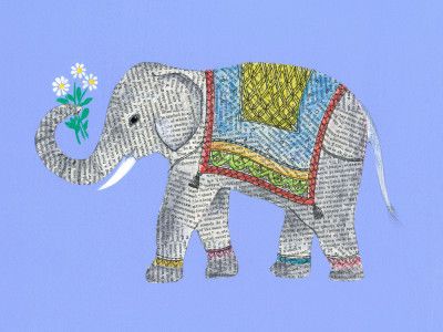 Elephant Collage Crafted From Newspaper