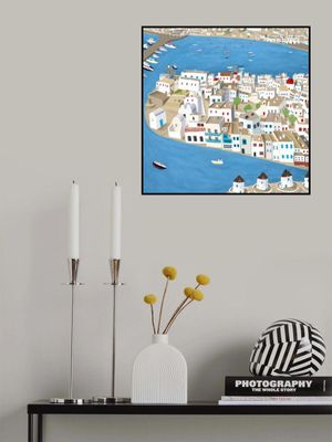 Mykonos, Greece Harbor with White Washed Buildings by Carla Daly