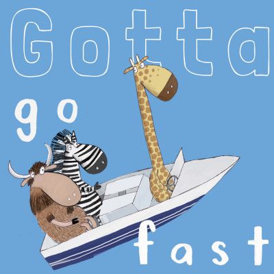 Gotta Go Fast! Funny Animals in a Speed Boat by Artist Carla Daly