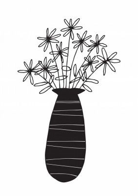 Vase With Abstract Daisy Flowers