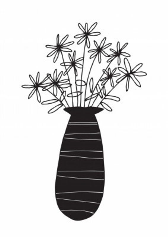 Vase With Abstract Daisy Flowers