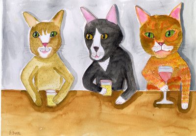 Three Cats at the Bar