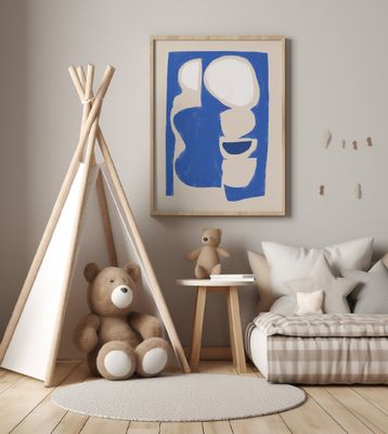 Organic shape cut out in blue