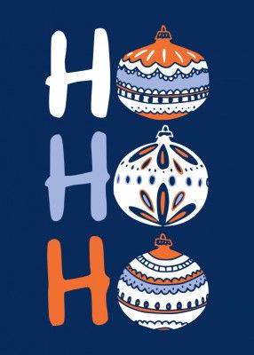 HoHoHo Cheerful little Christmas Illustration blue