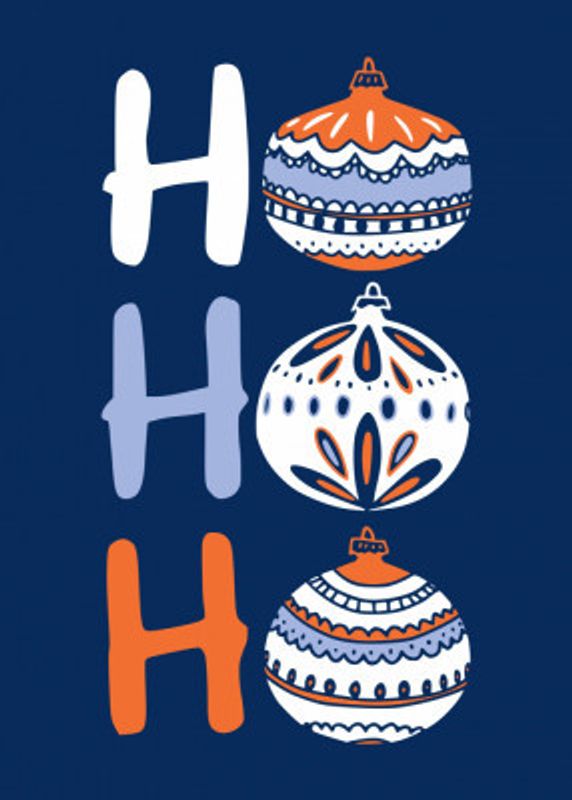 HoHoHo Cheerful little Christmas Illustration blue