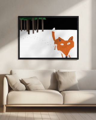 Little Red Fox Running in the Snow by Artist Carla Daly