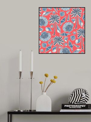 Sea Shells and Palmtrees Coral Red