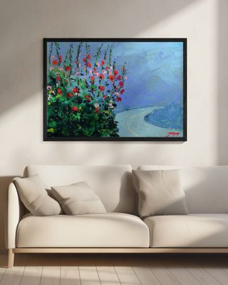 Hollyhock Oil On Canvas