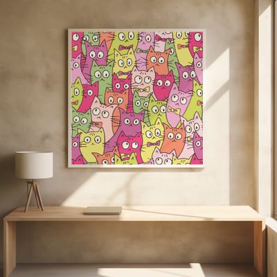 Crazy Cats - Pink and Green - Pattern