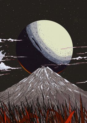 Volcano and Moon