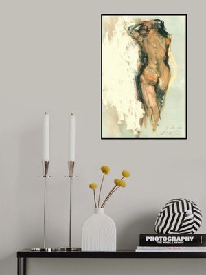 Sketch of a Dynamic Nude Woman Figure