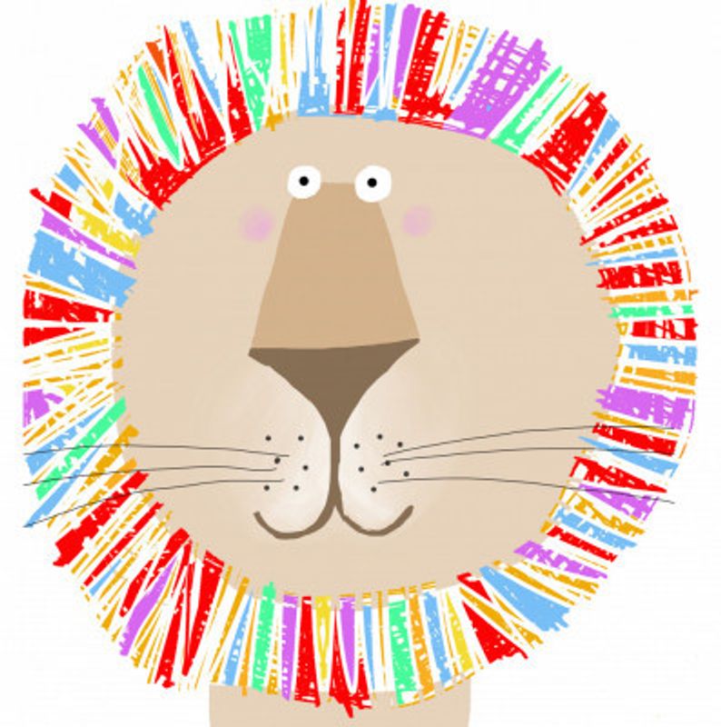 Lion with Colorful Rainbow Mane by Carla Daly