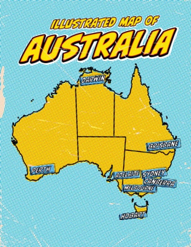 Australia Pop Art Map