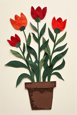 Potted Florals Red Flowers