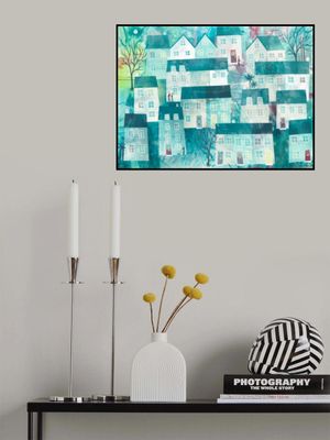 Whimsical Village Scene With Stylized Houses