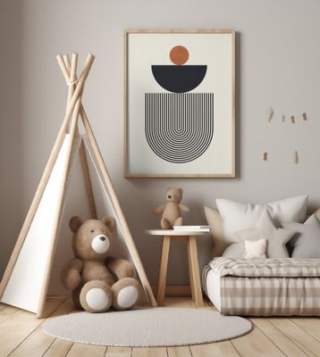 Geometric Shapes with a Black Semicircle