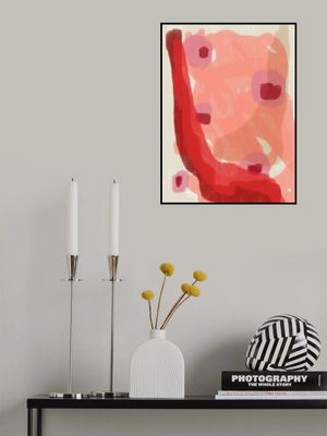 Abstract Painting In Pastel Colors. Red and pini.