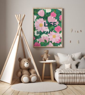 Pink and White Flowers with Lush Green Leaves,