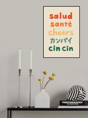 Cheers Typography - Salud Santé Cheers Kanpai Cin cin