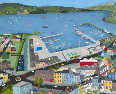 Arial View of Dingle Harbor by Irish Artist Carla Daly