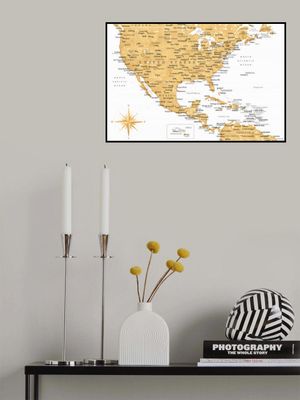 Golden map of USA and Mexico