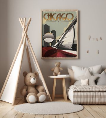 Chicago Art Deco Travel Poster