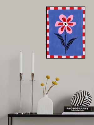 Flower with Pink Petals and Striped Leaves