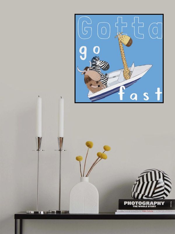 Gotta Go Fast! Funny Animals in a Speed Boat by Artist Carla Daly