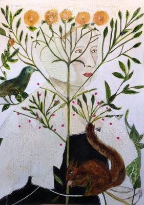 Emilia With a Yellow Blossom Tree