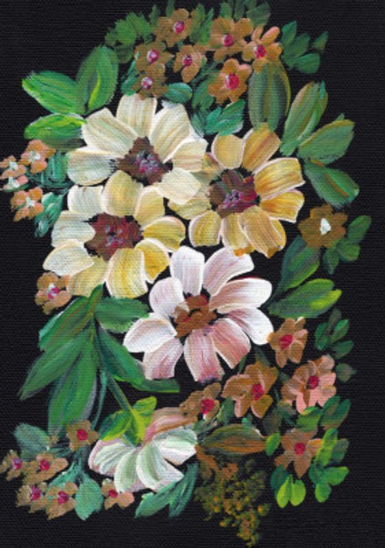 Painted Flowers And Leaves
