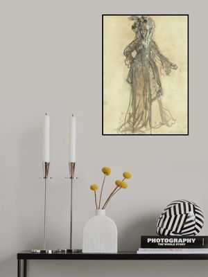 Sketched Woman in an Edwardian Era Dress