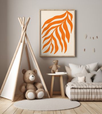 Orange Silhouette Textured Branch