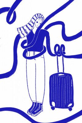 traveling day in blue