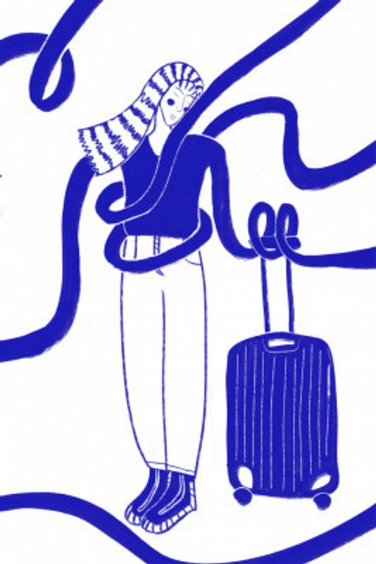 traveling day in blue